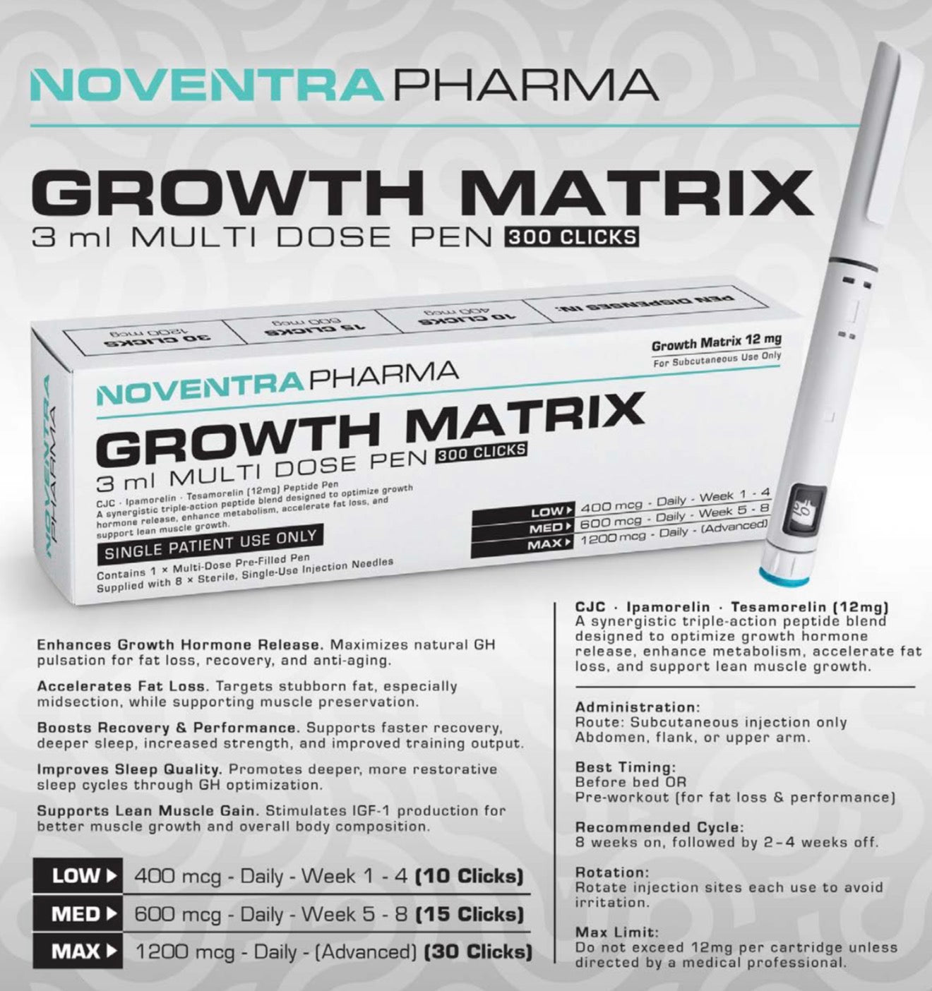 NoventraPharma Growth Matrix Pen 12mg