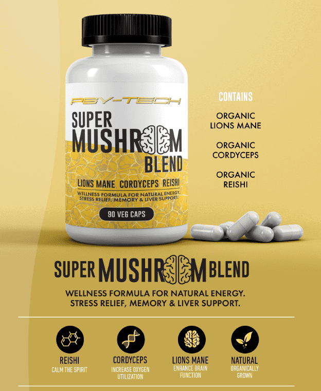 Psytech - Super Mushroom Blend 1500mg - 90 Capsules
